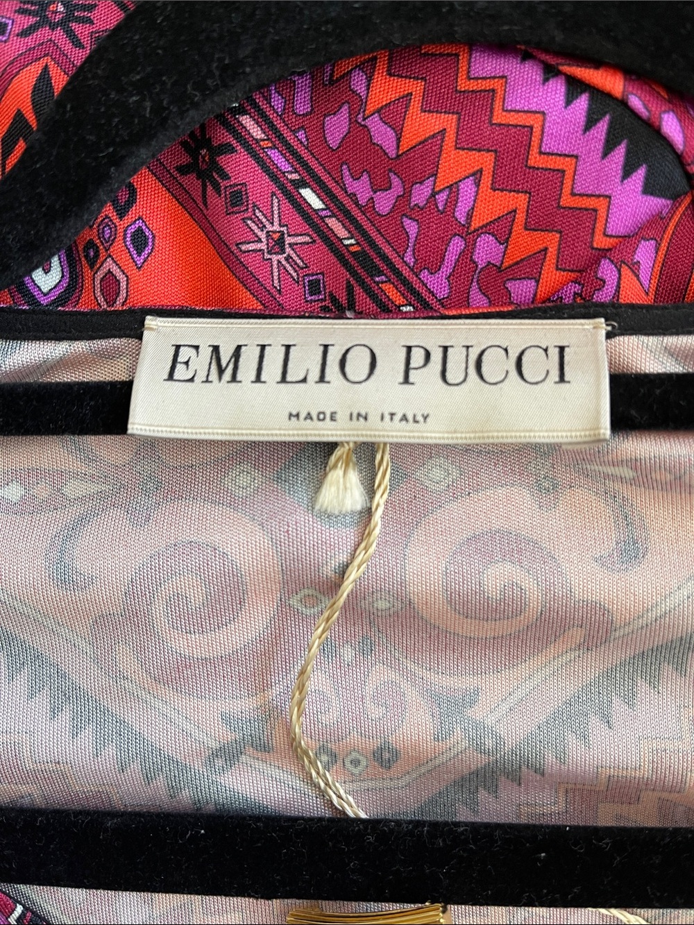 Emilio Pucci Pink & Black Geometric Long Sleeve Midi Dress with belt NEW - Picture 7 of 16